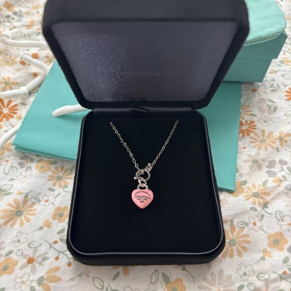 Tiffany & Co. Silver Necklace with Pink Heart Pendant - Picture 6 of 6
